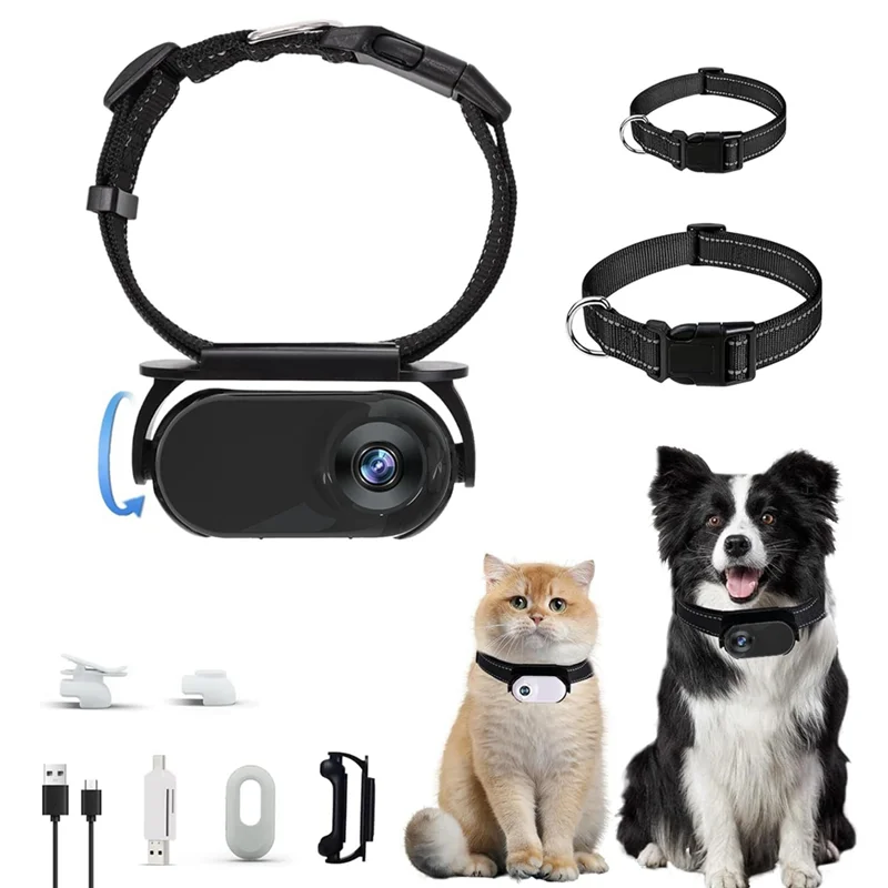 Pet Collar Camera For Pet Camera And Monitor With Wide Angle Lens, Mini Portable Stabilized Sports Body Camera
